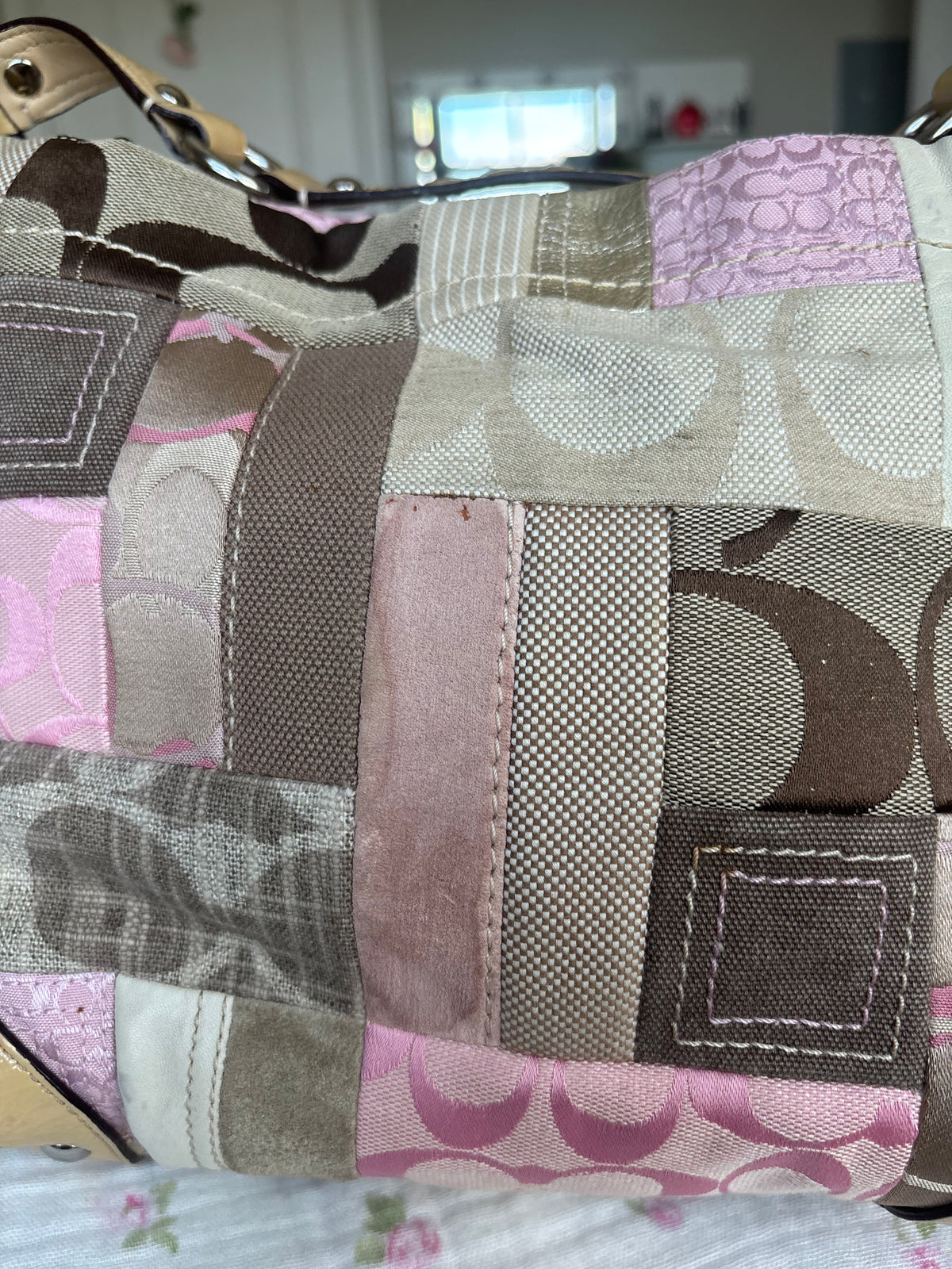 Rare pink patchwork coach Carly