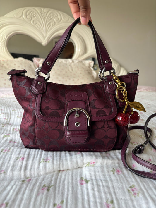 Burgandy small monogram shoulder bag