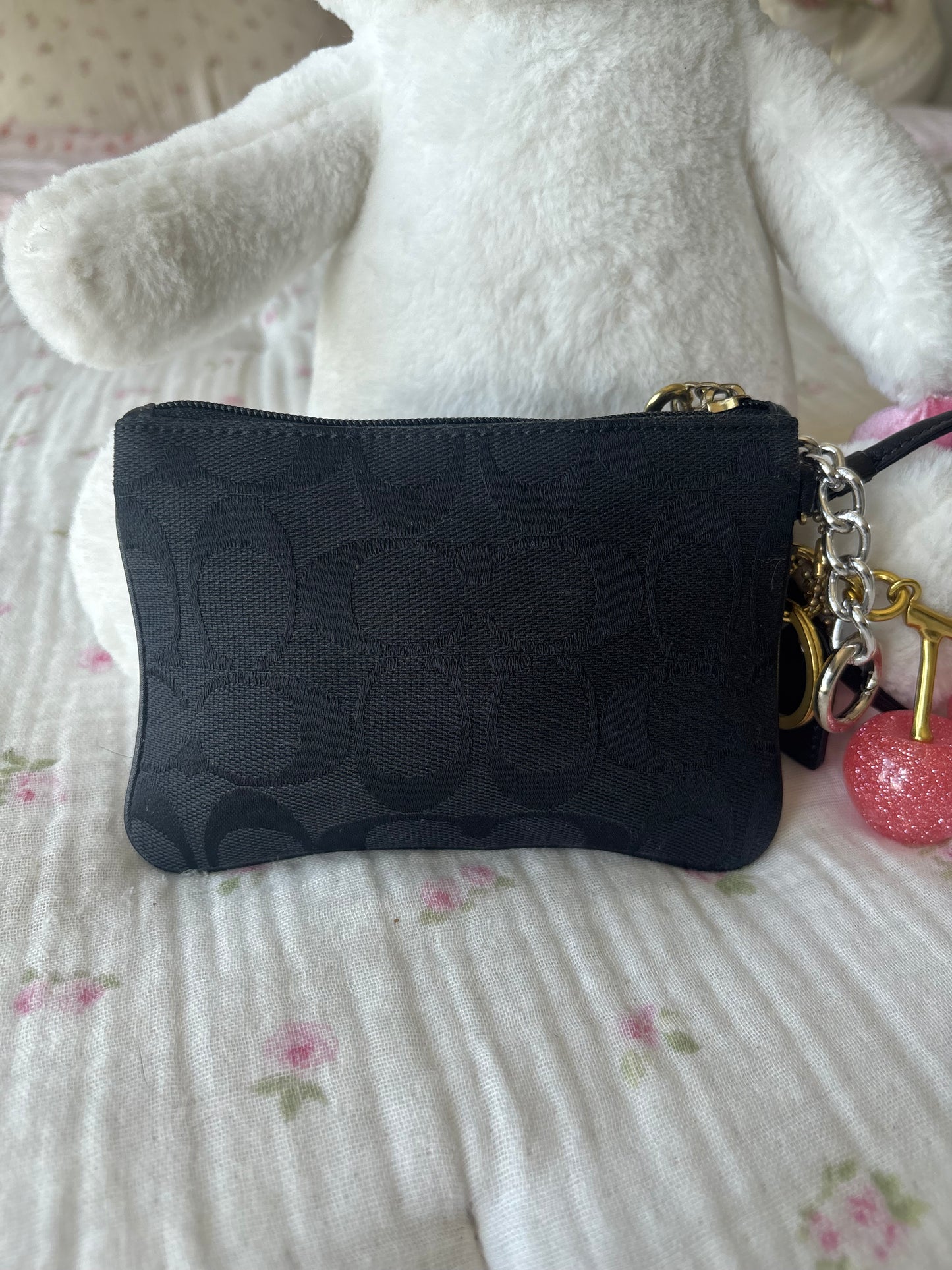 Black mongram mini coach wallet
