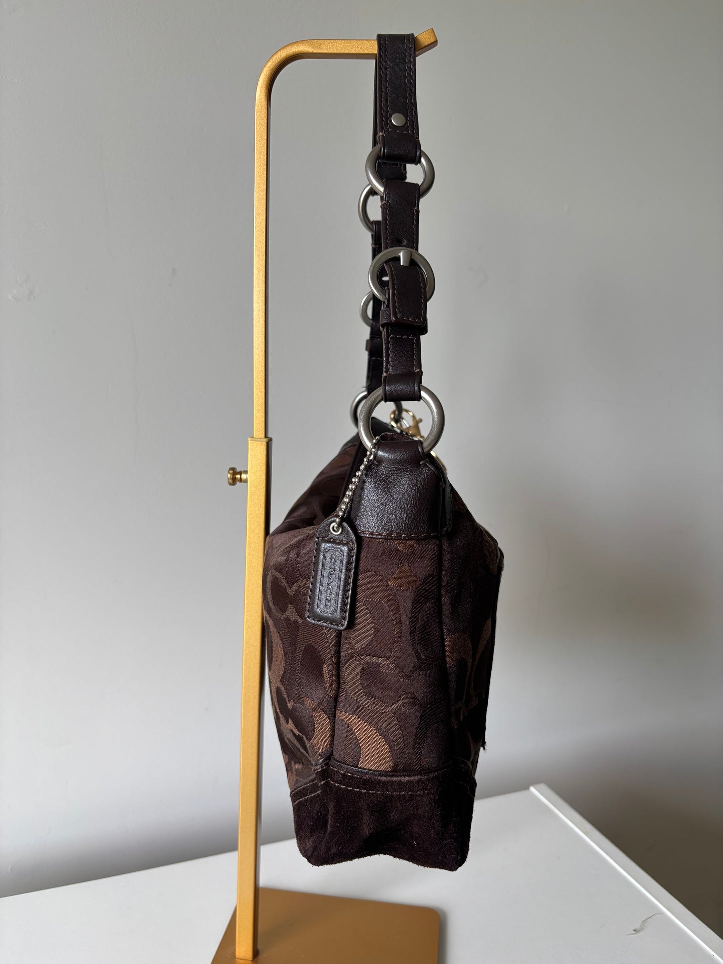 Brown optic coach shoulder bag