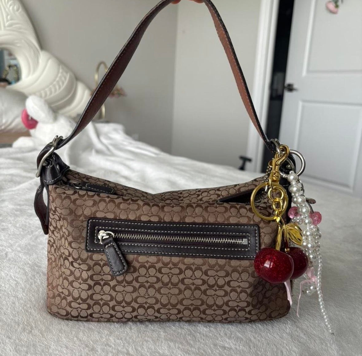 Brown mongram small shoulder bag