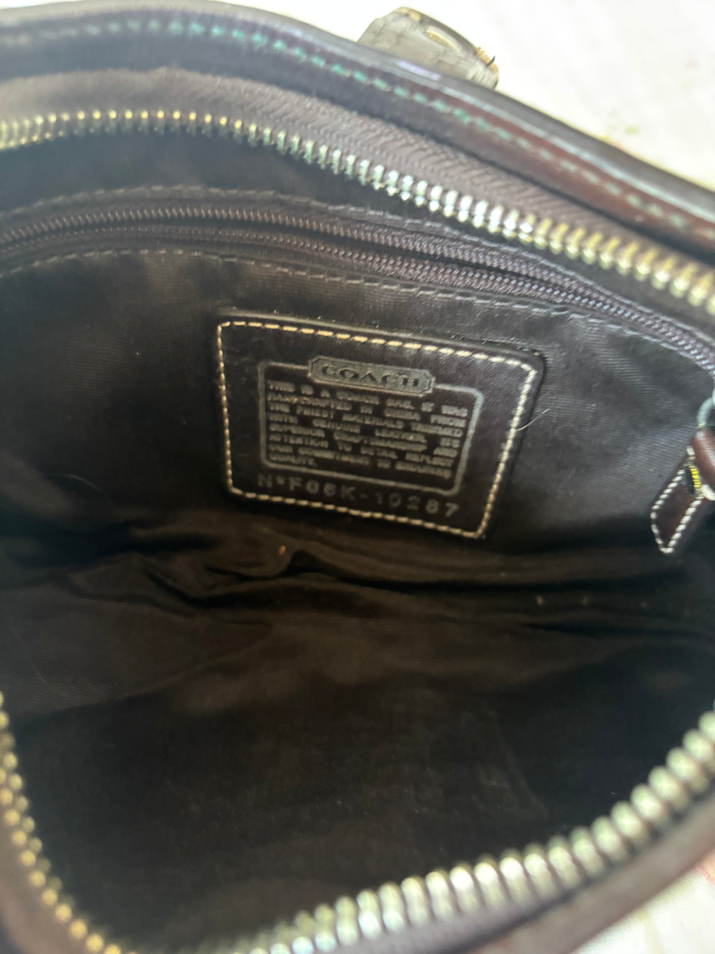 Brown mongram coach mini bag