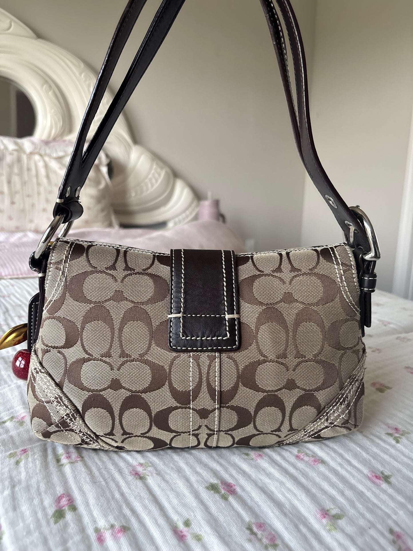 Rare brown mongram mini coach soho bag
