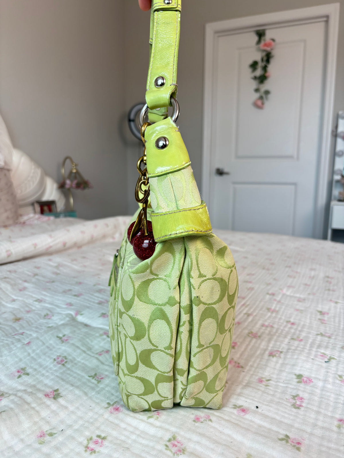 Lime green coach hobo