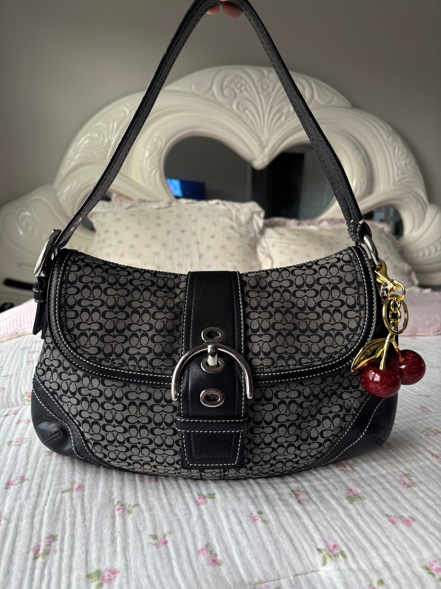 Rare black and grey medium coach soho