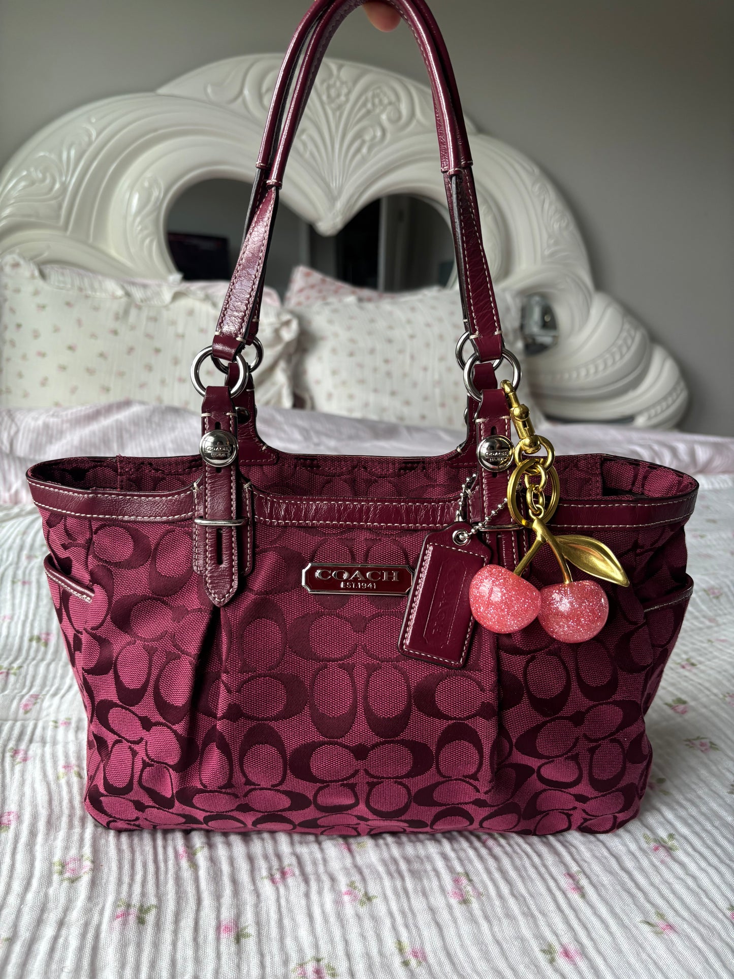 Rare burgandy mongram coach tote
