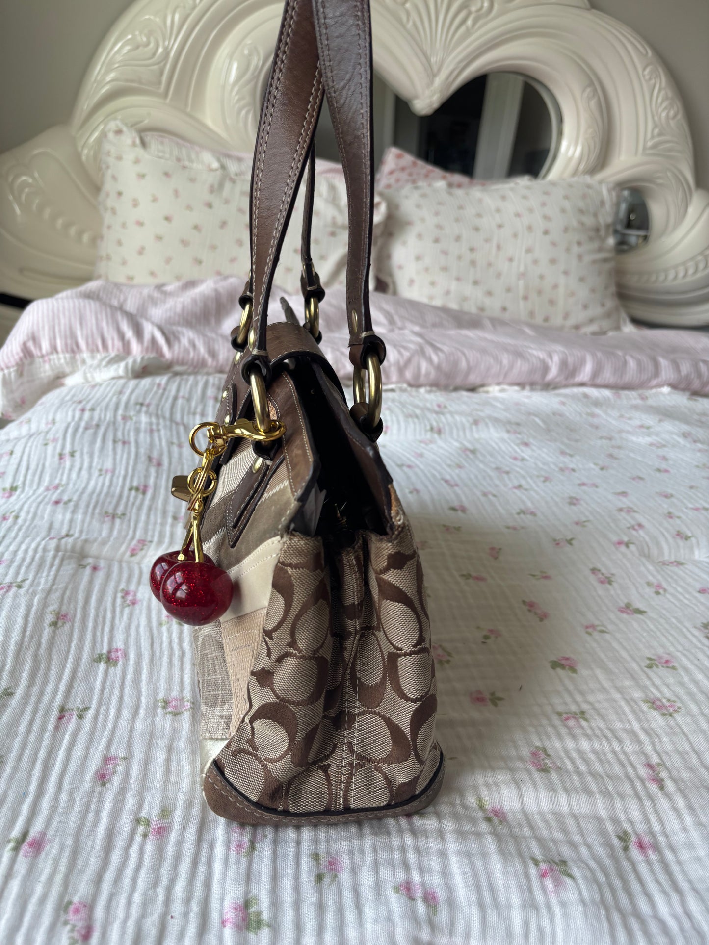 Rare patchwork coach satchel bag