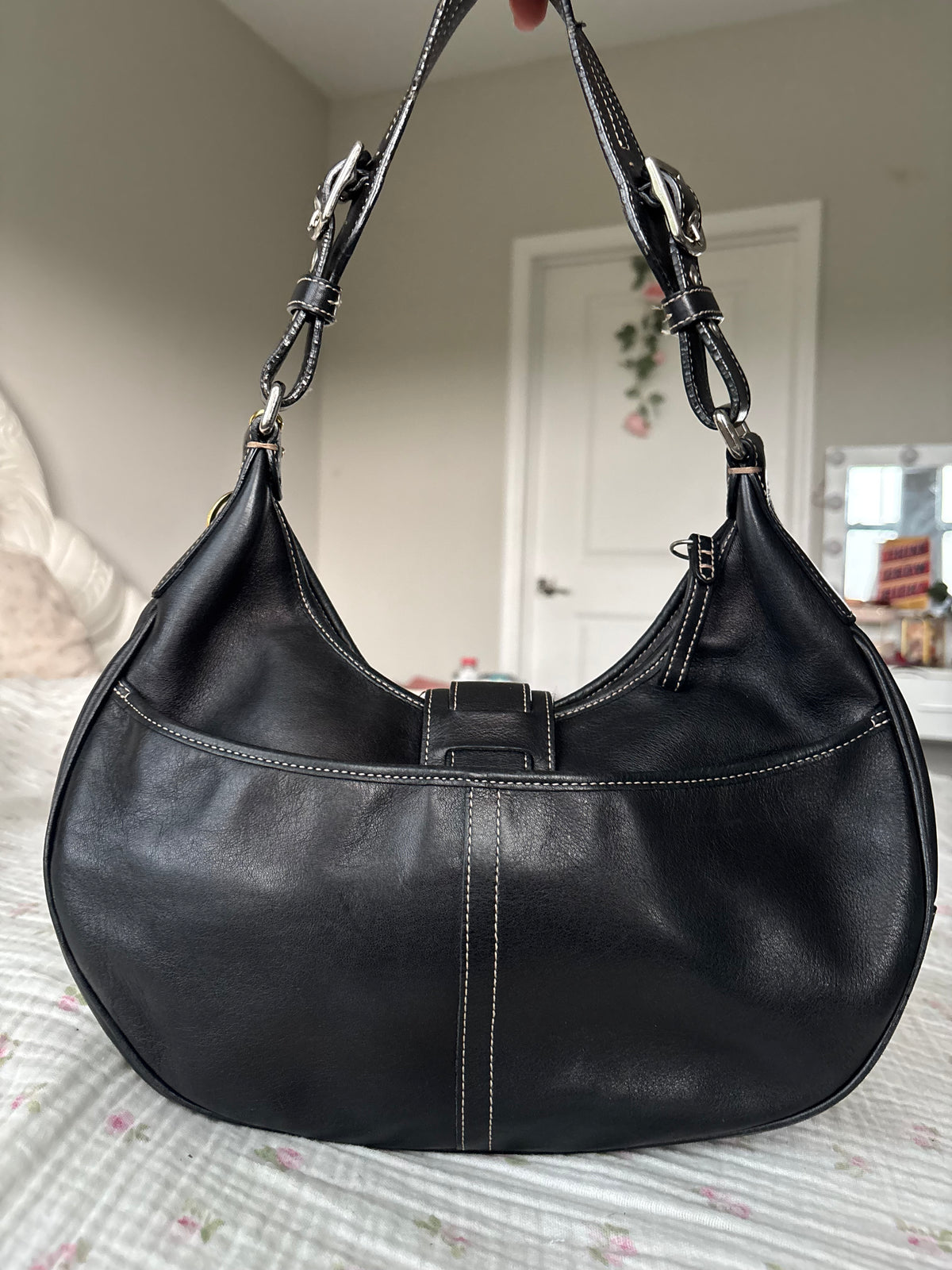 Black leather coach soho hobo bag