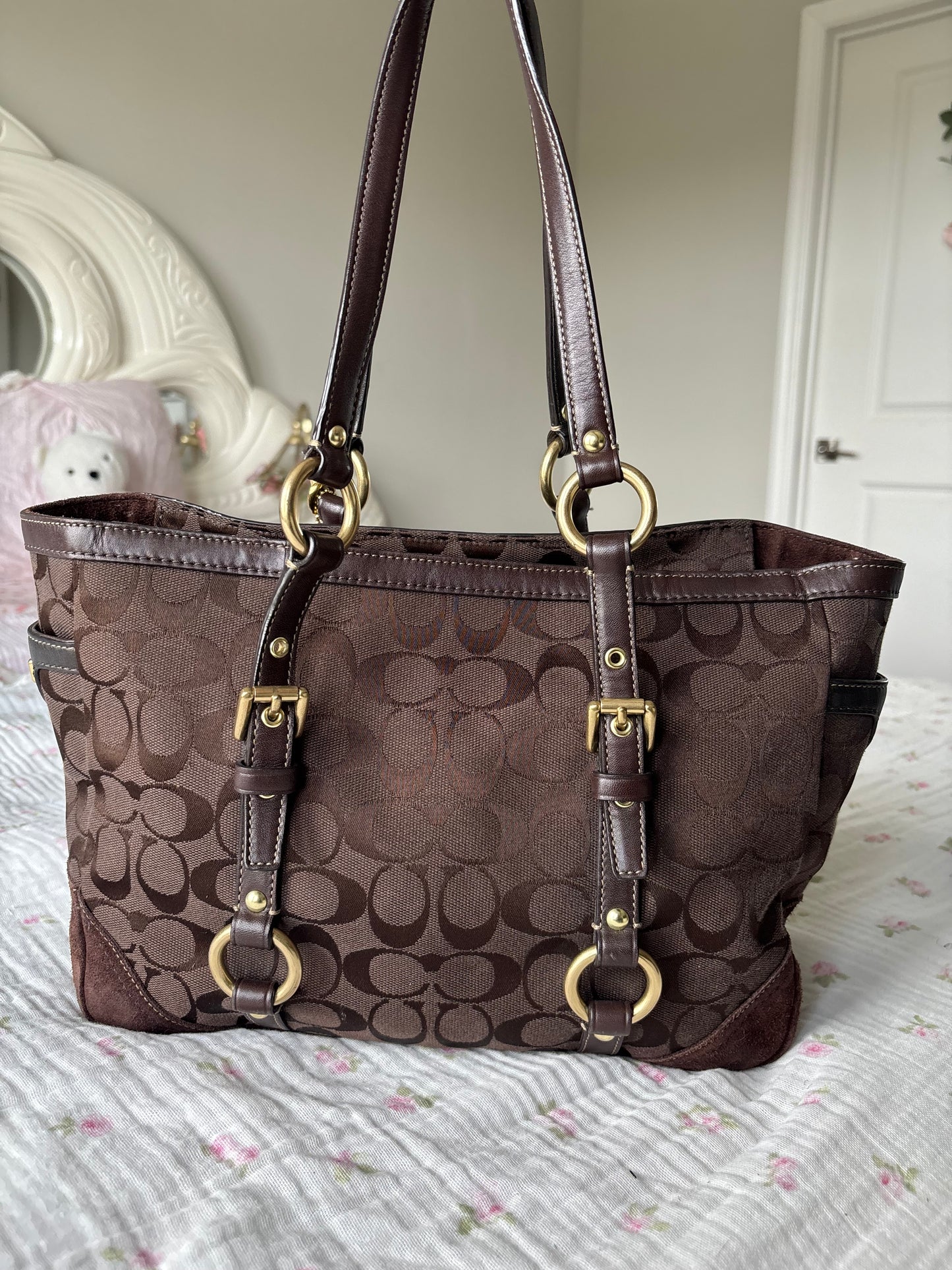 Brown vintage coach tote bag