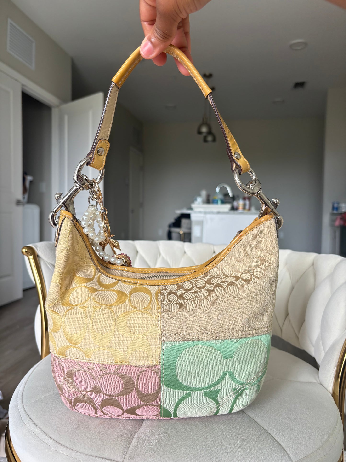 Rare colorful patchwork vintage coach hobo shoulder bag