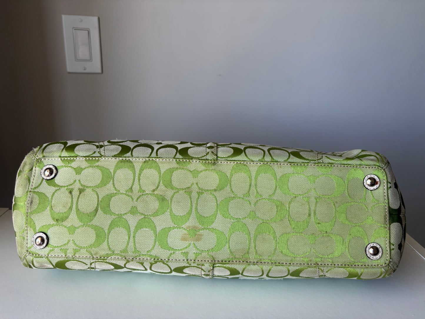 Rare green coach tote bag