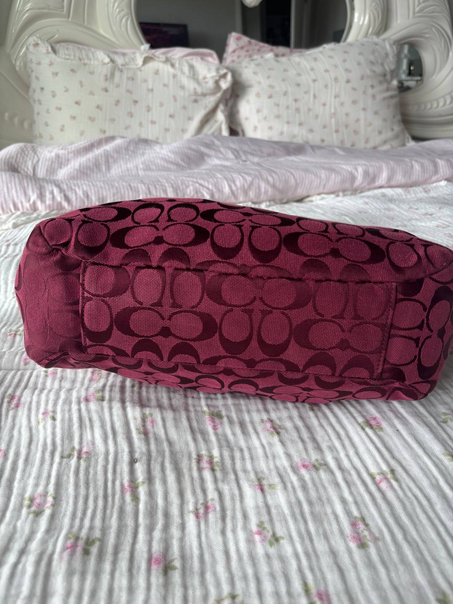 Rare burgandy mongram coach tote