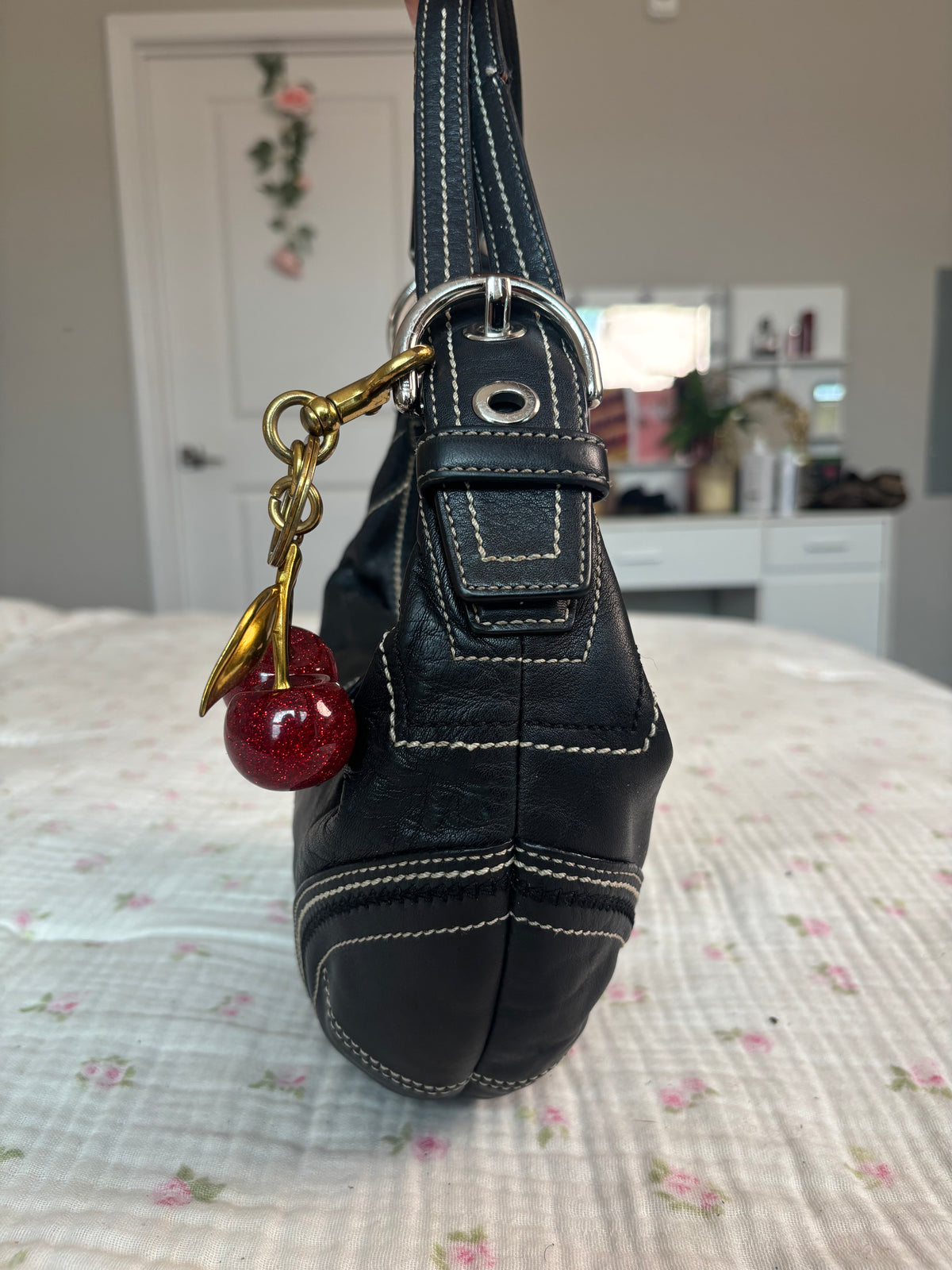 Black leather hobo coach bag