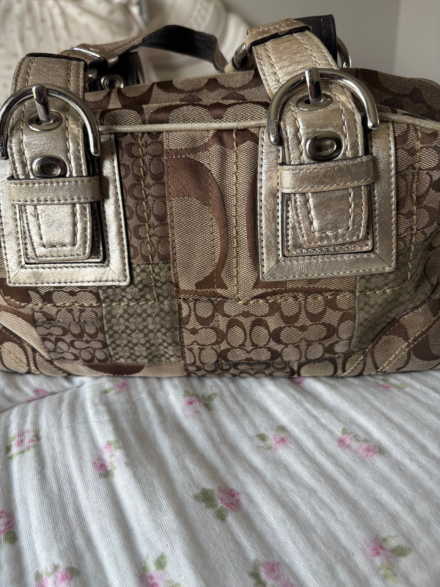 Rare brown mongram coach satchel bag