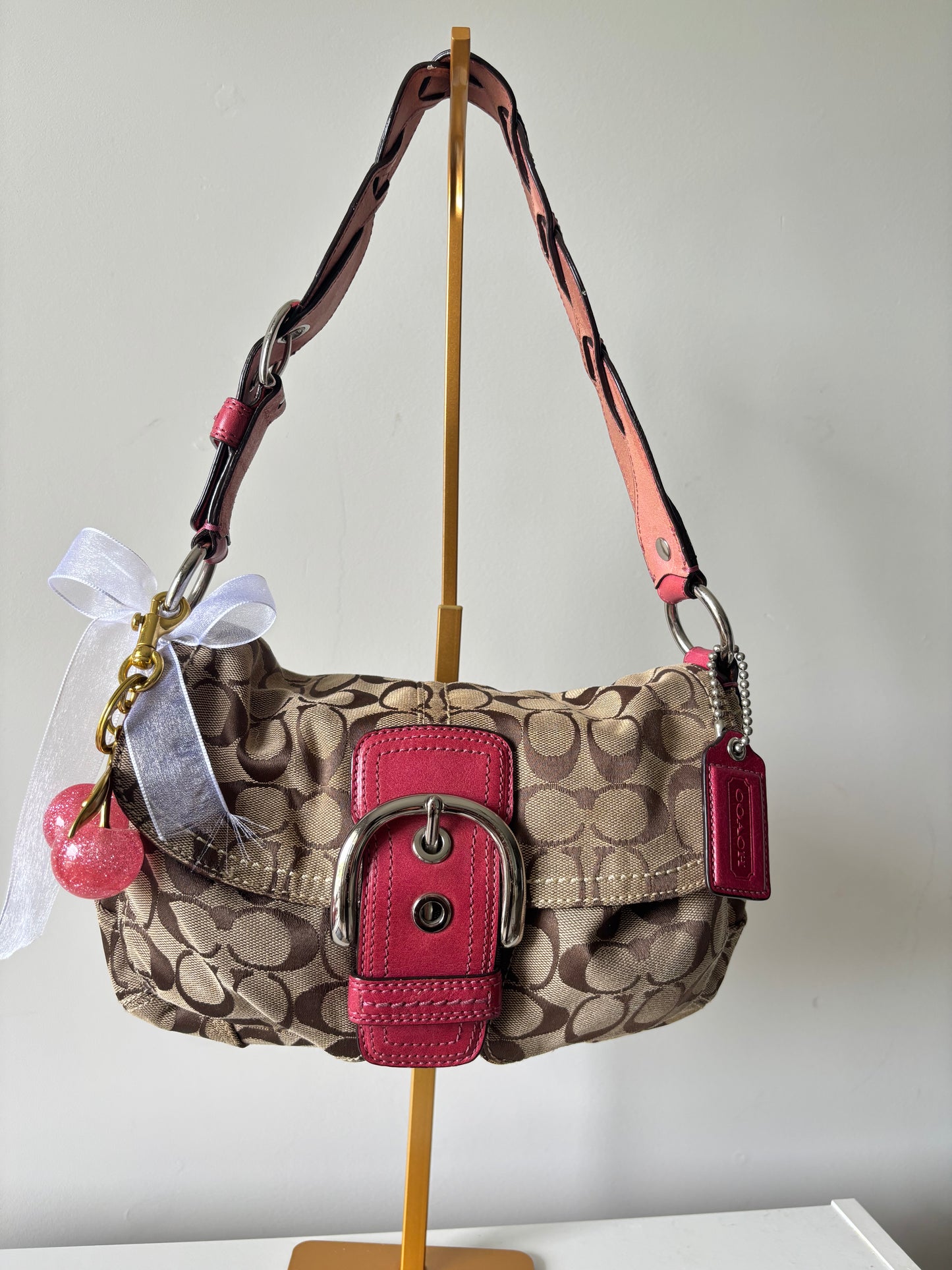 Pink coach soho shoulder bag