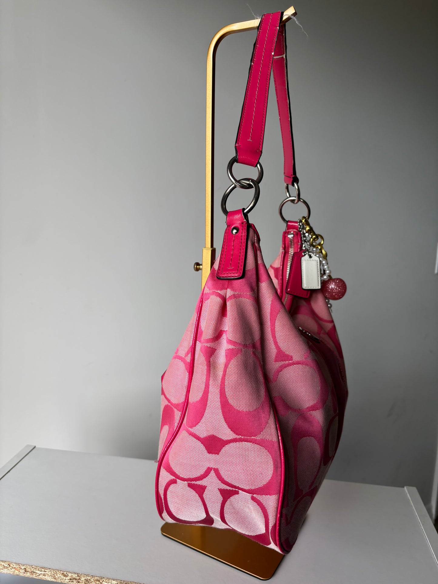 Pink hobo coach shoulder bag