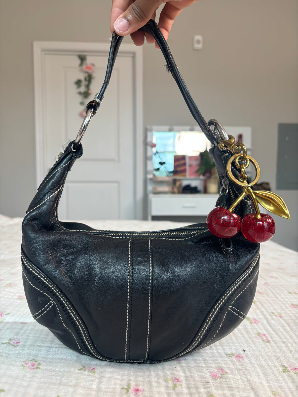 Black leather hobo coach bag