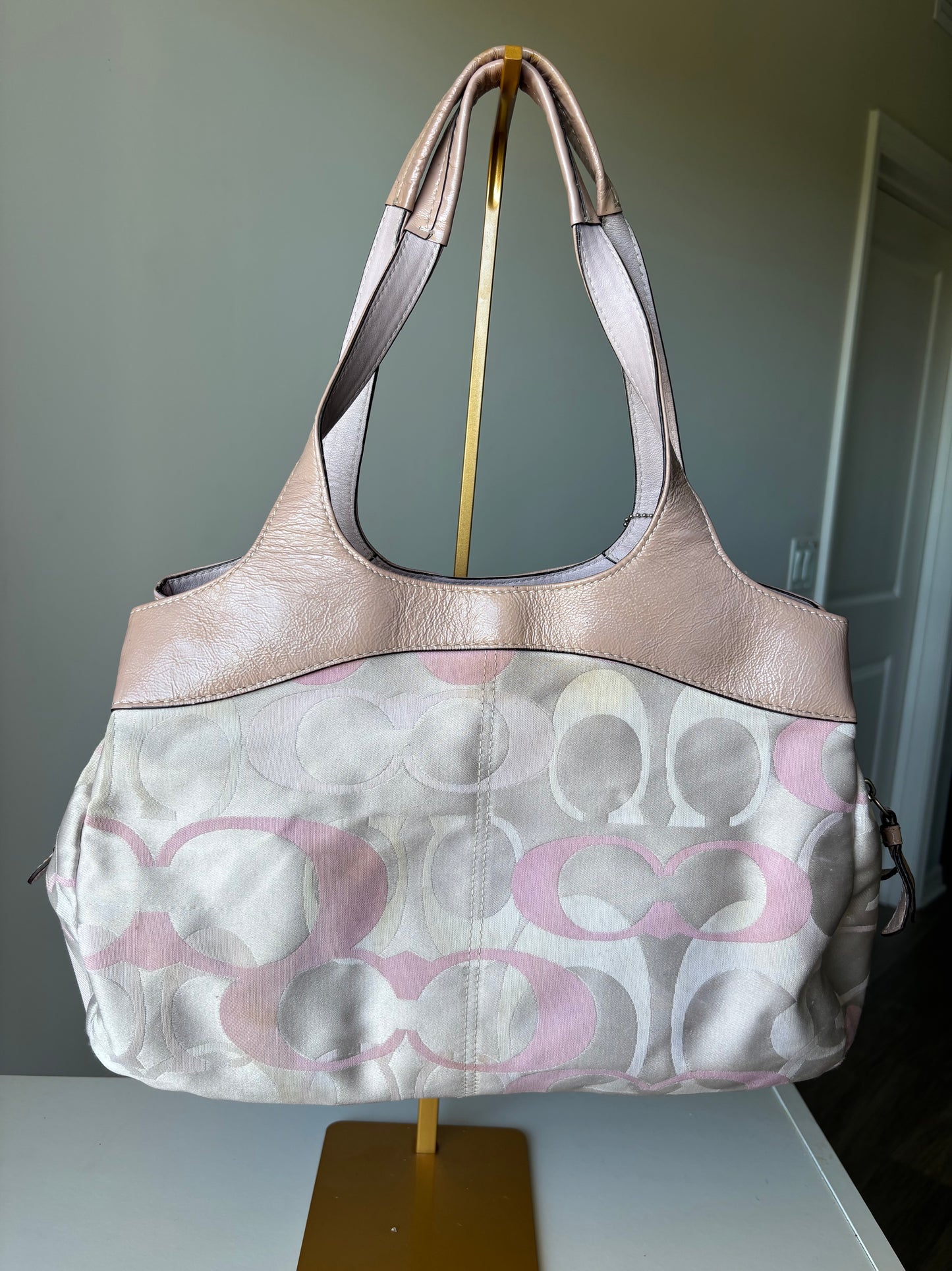 Pink optic coach tote bag