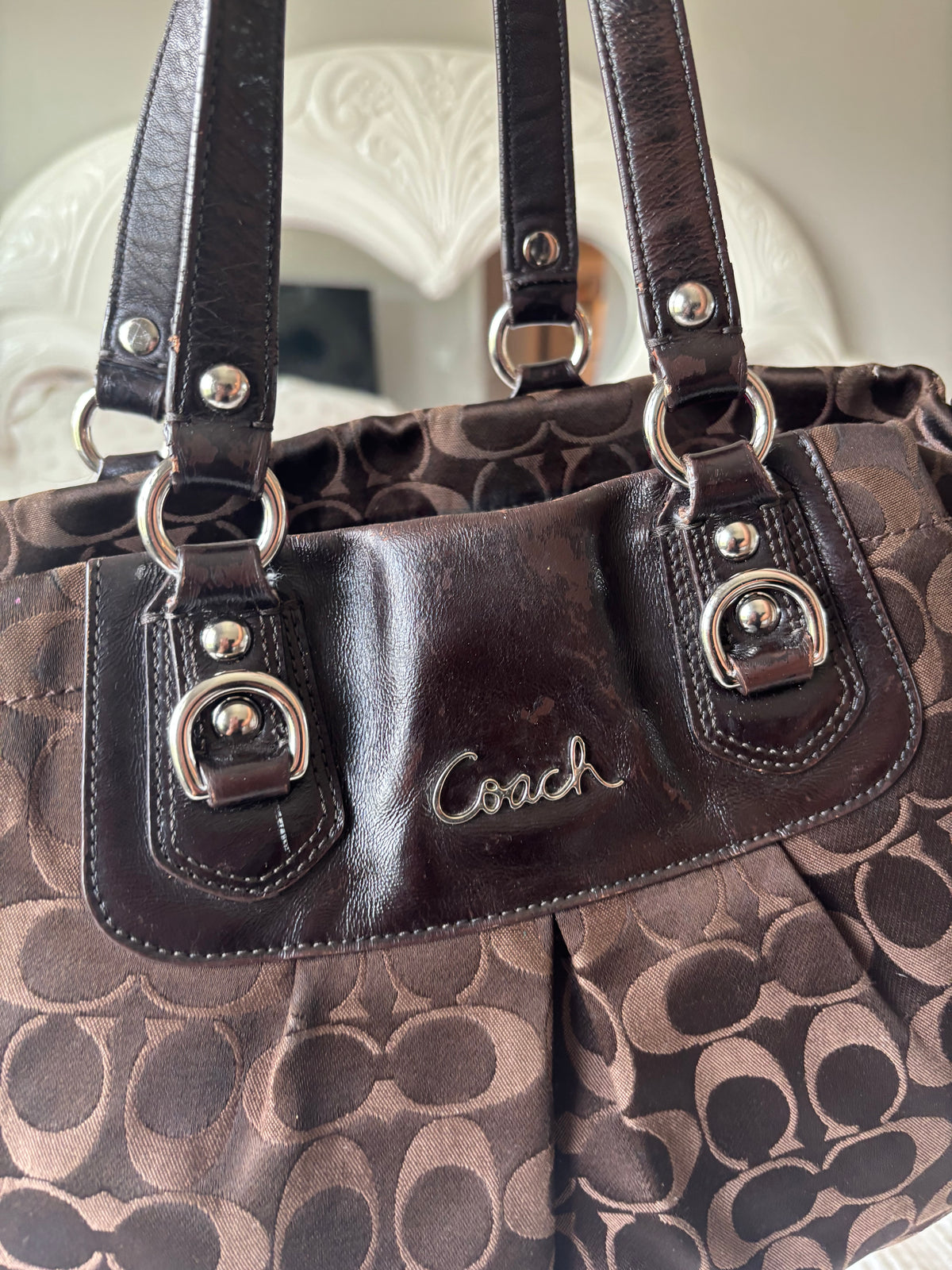 Vintage Brown coach tote bagcharms