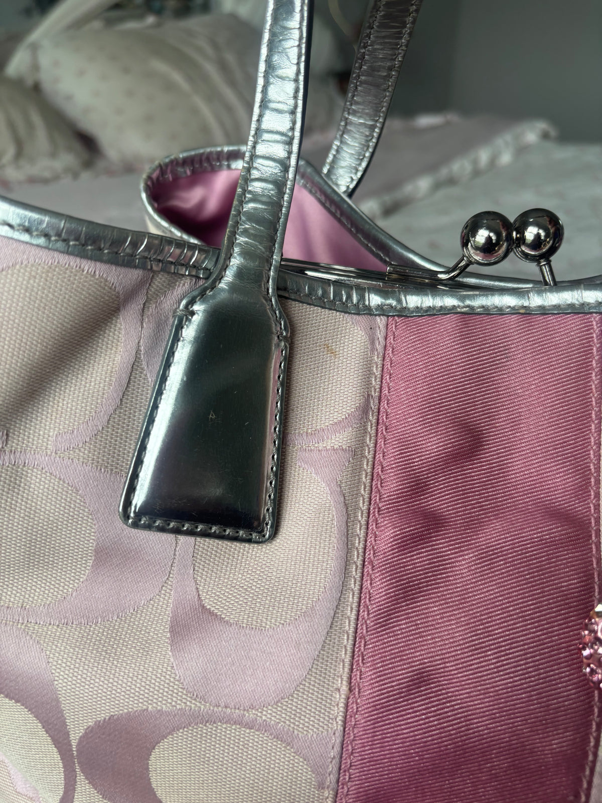 Pink rare coach kisslock bag
