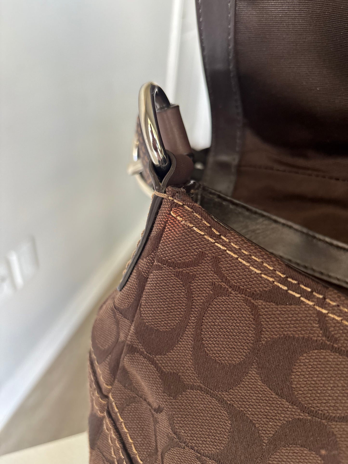 Brown mongram vintage rare coach flap bag