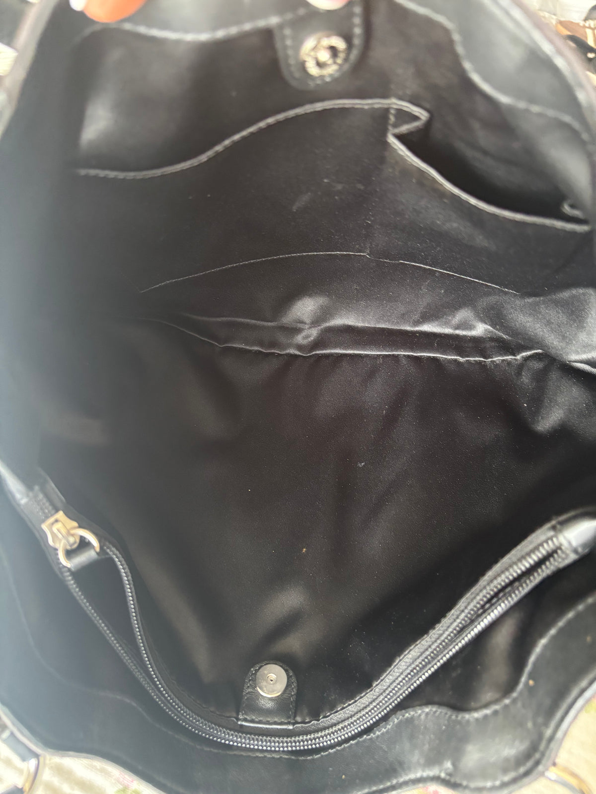 Black mongram coach tote bag