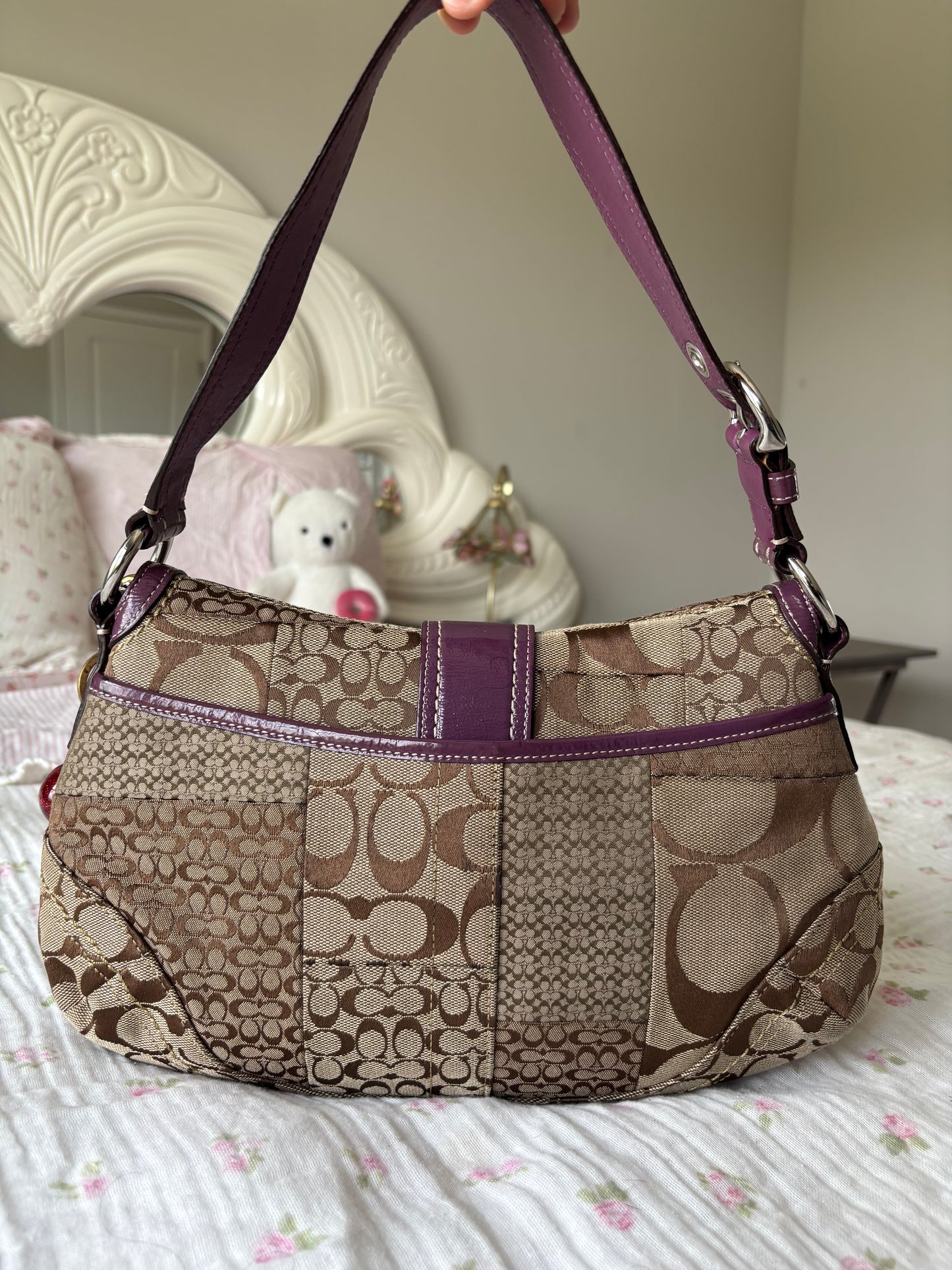 Vintage purple patchwork soho bag