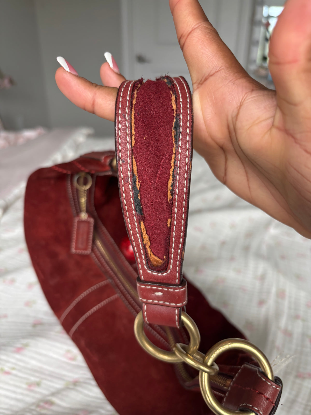 Rare burgandy suede hobo