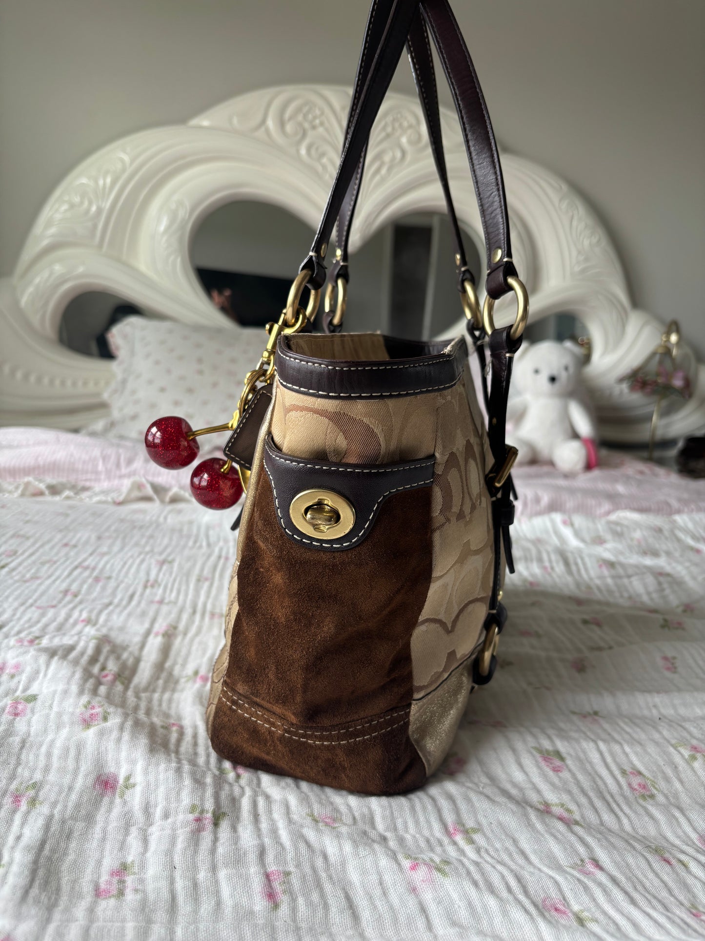 Vintage coach brown tote bag