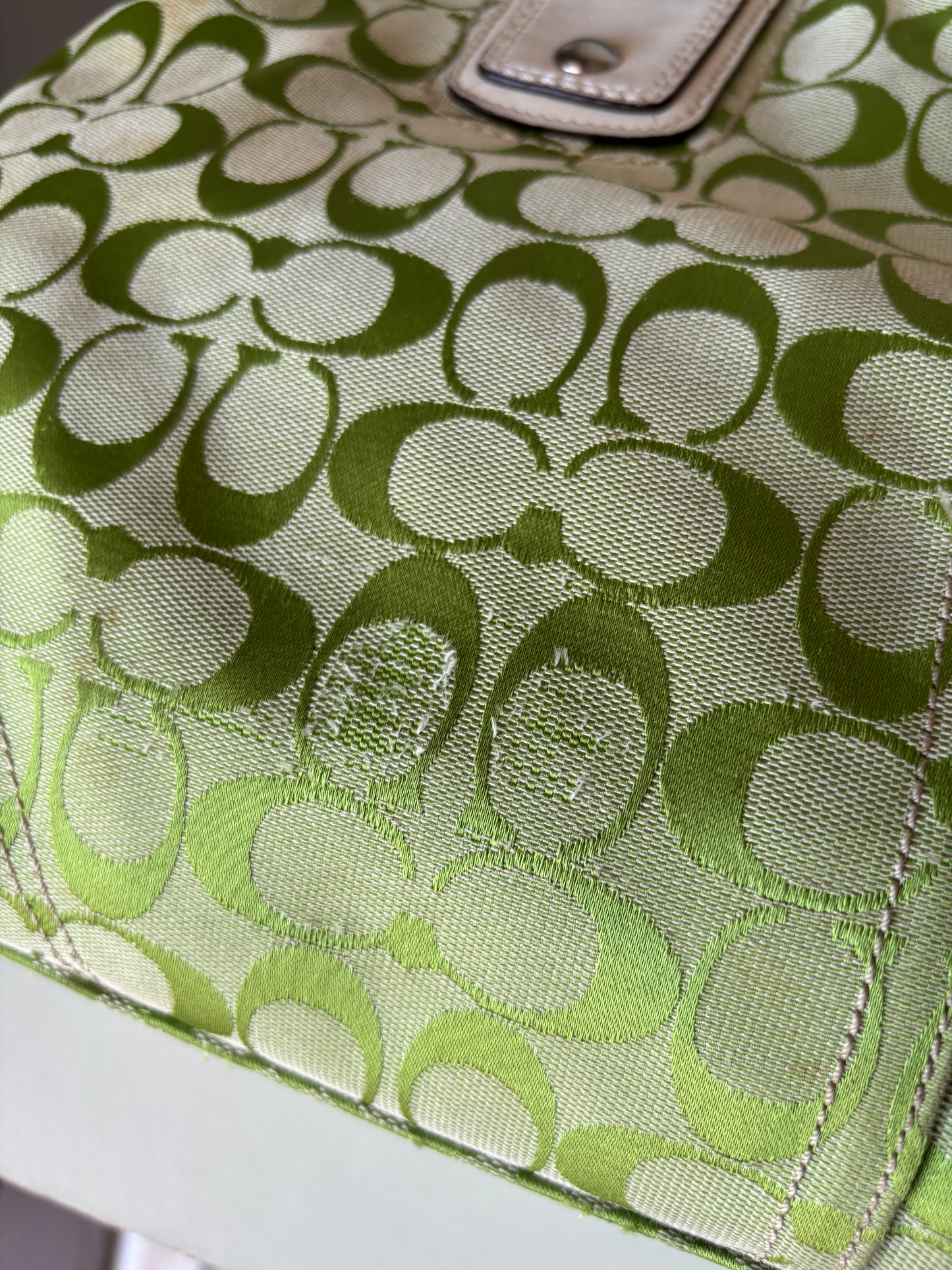 Rare green coach tote bag