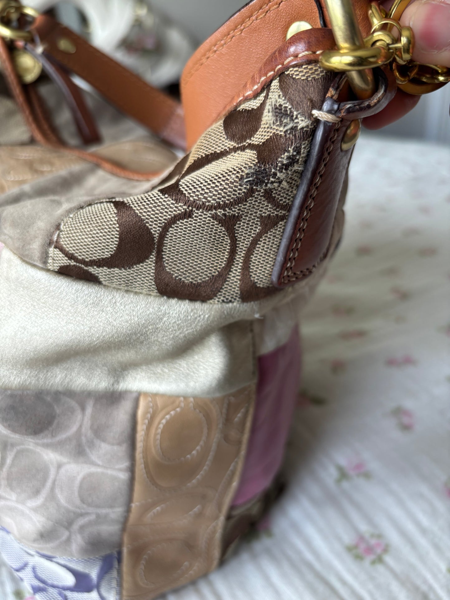 Vintage coach patchwork tote bag