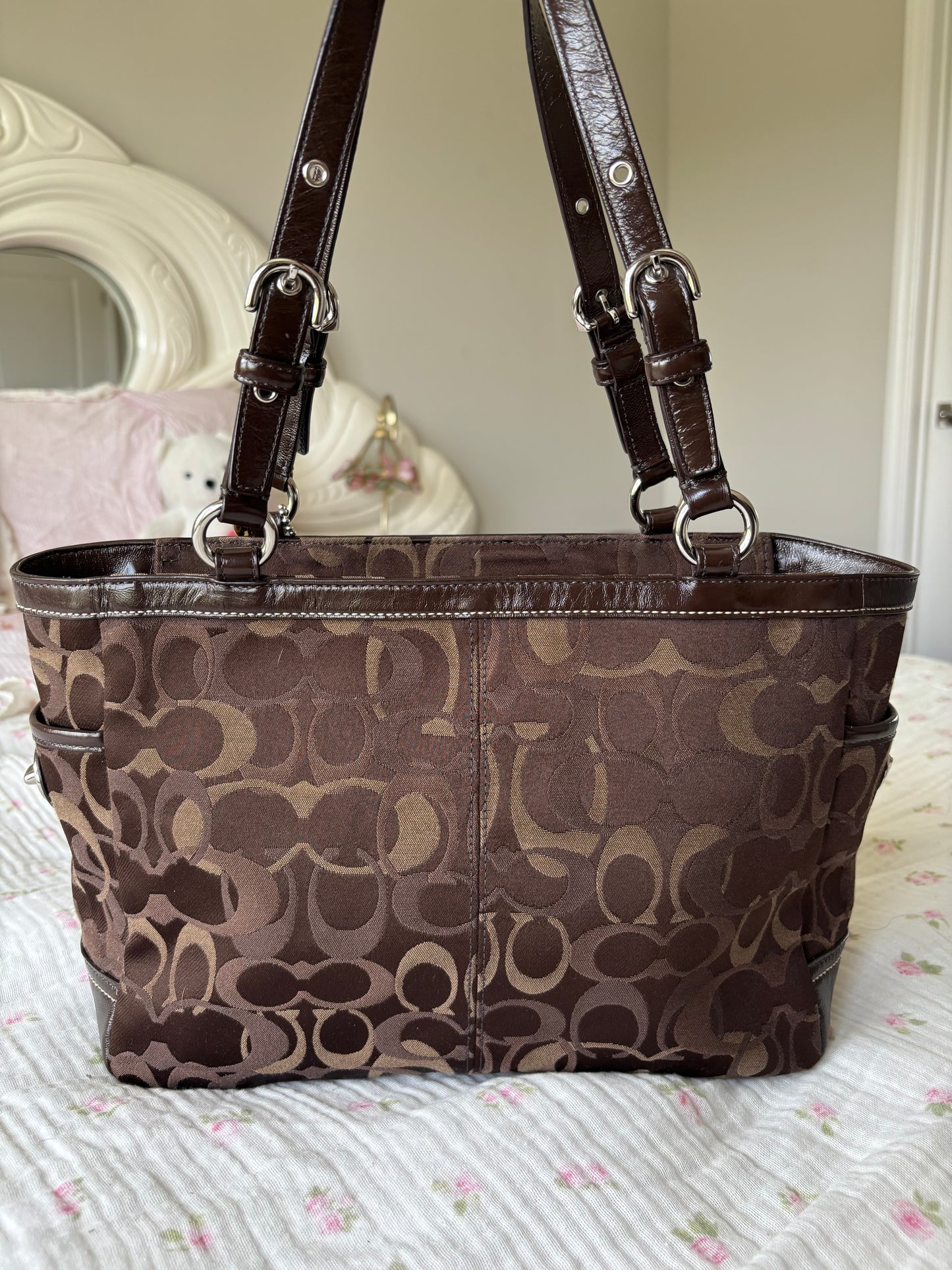 Rare brown optic coach tote bag