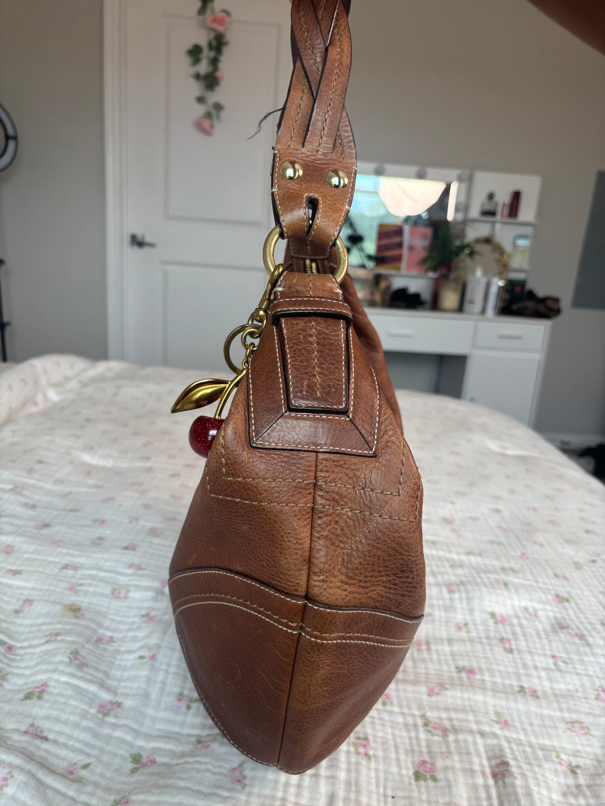 Brown leather coach hobo