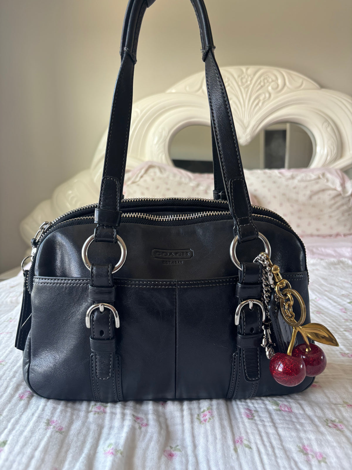 Rare Black leather coach satchel