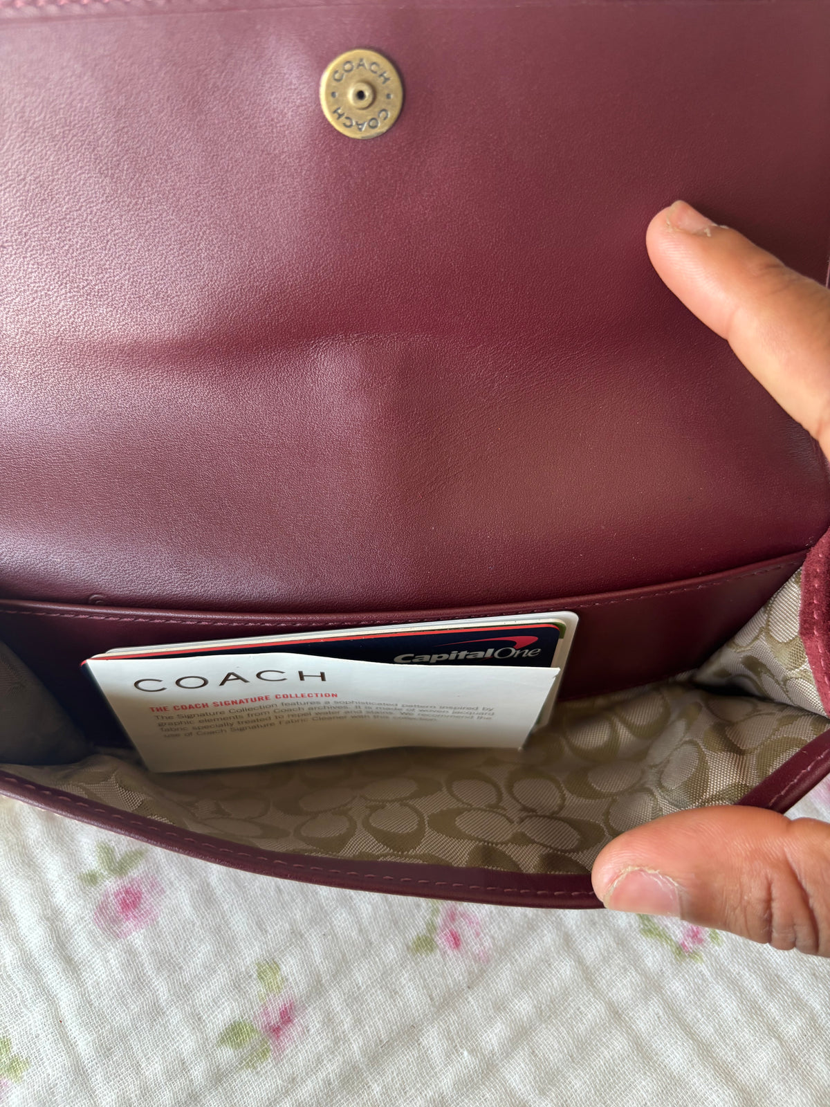 Suede burgandy coach wallet