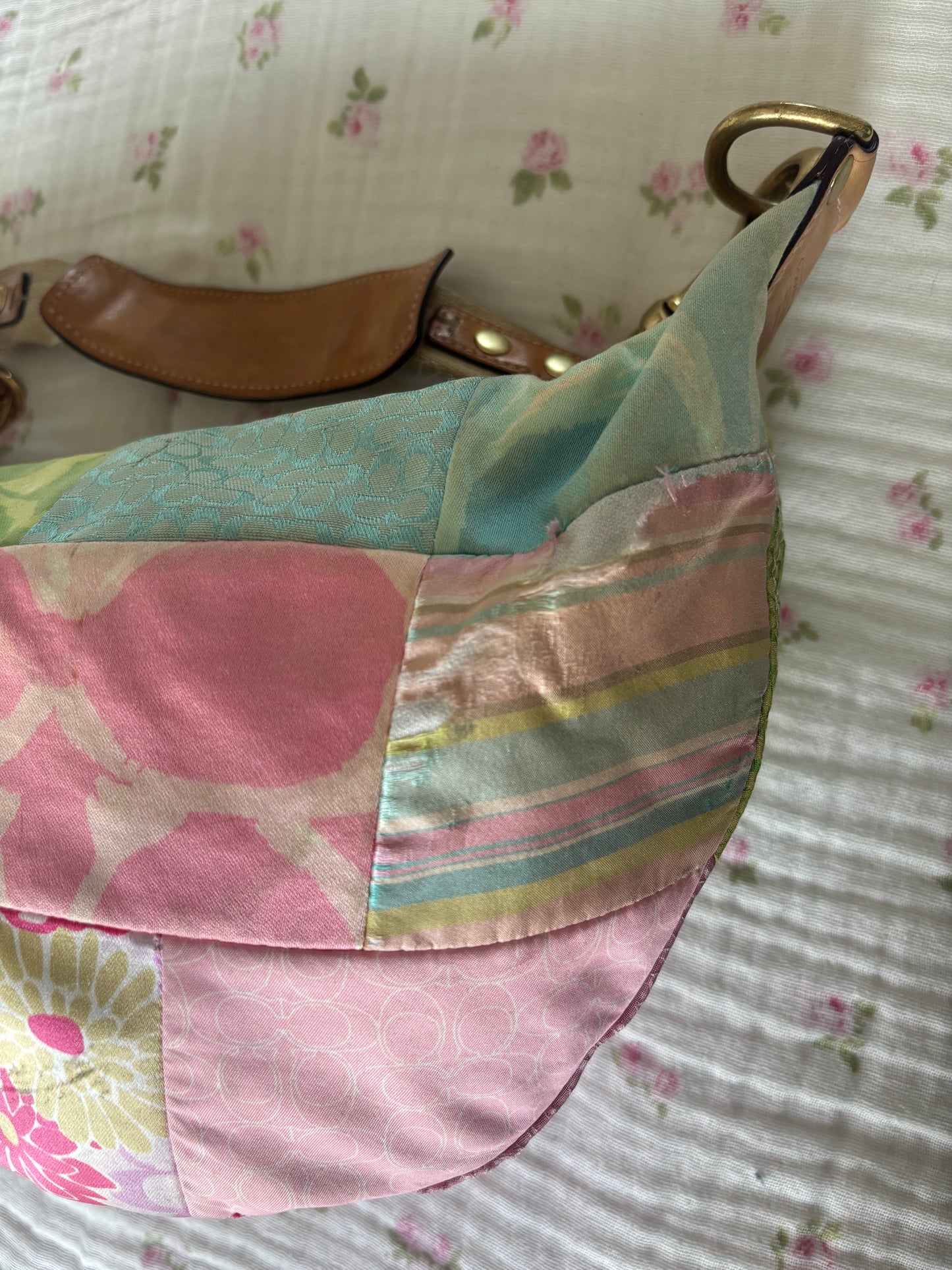 Rare colorful patchwork coach hobo