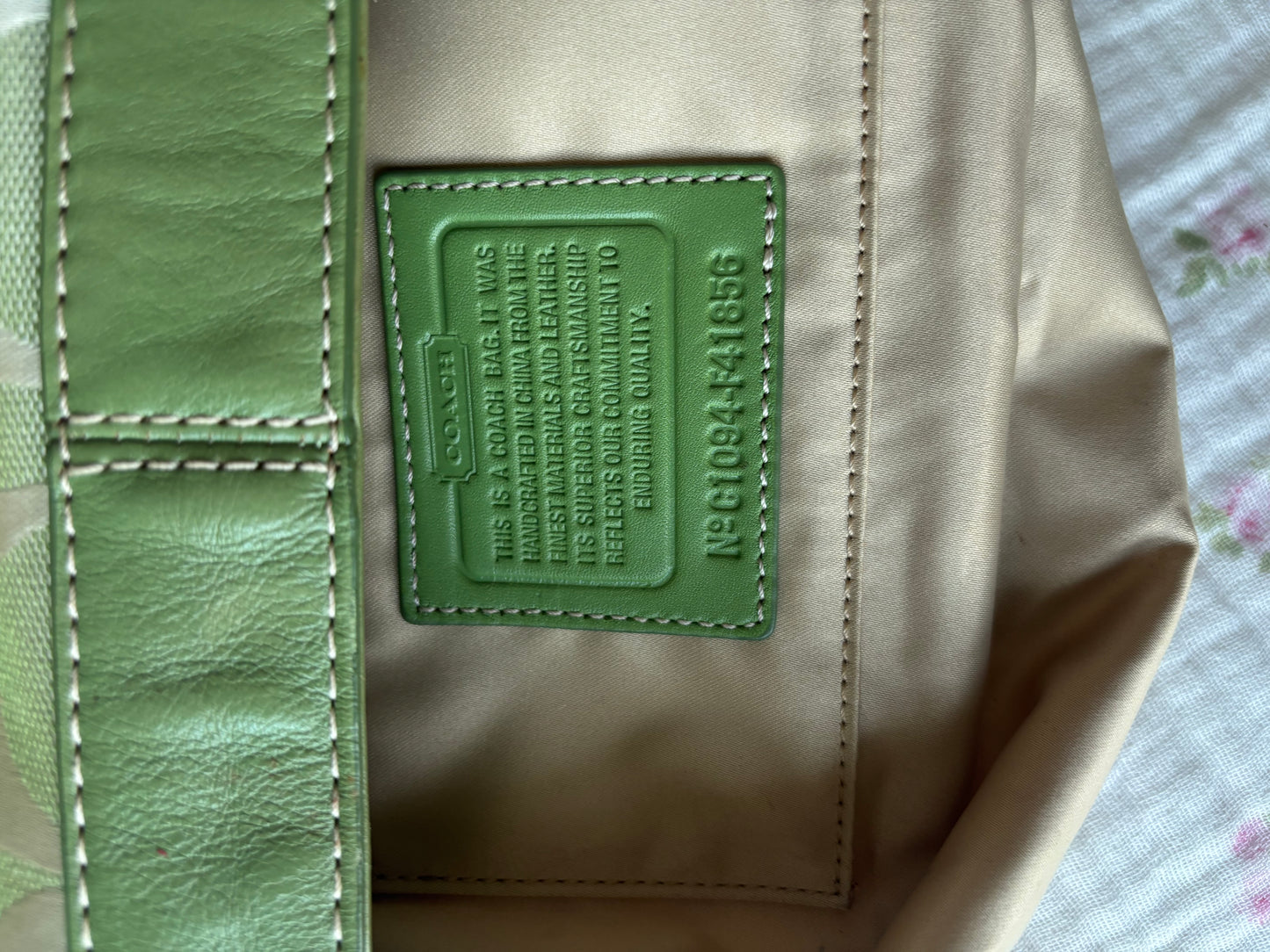 Rare green Zoe coach shoulder bag