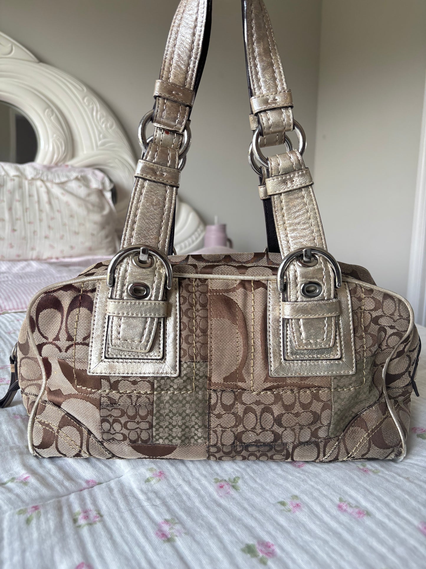Rare brown mongram coach satchel bag