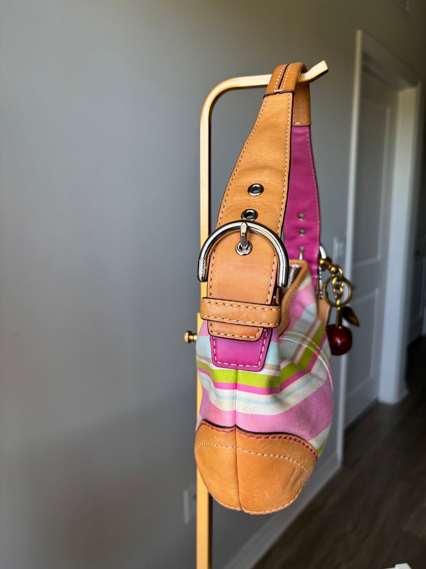 Rare striped coach vintage hobo