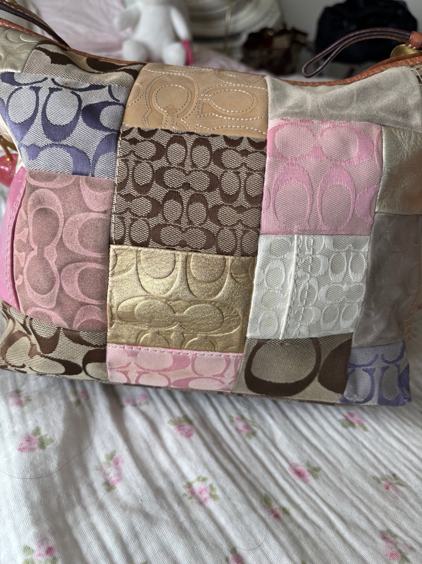Vintage coach patchwork tote bag