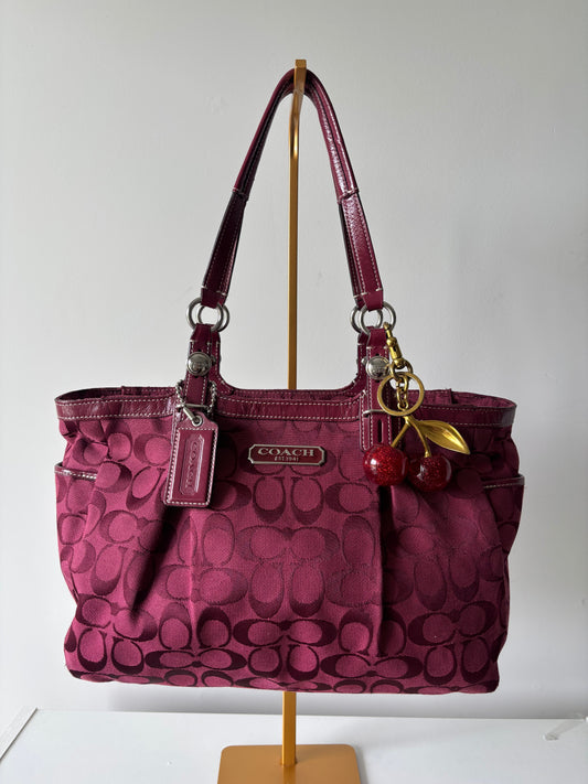 Burgandy coach tote bag