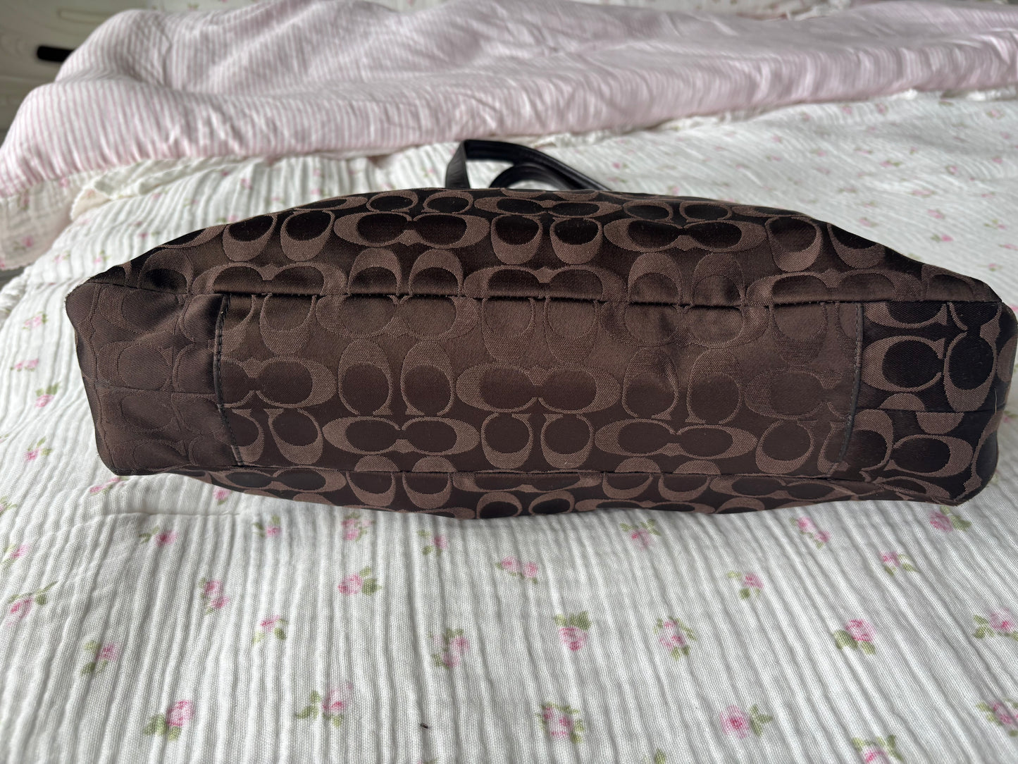 Chocolate brown coach tote bag