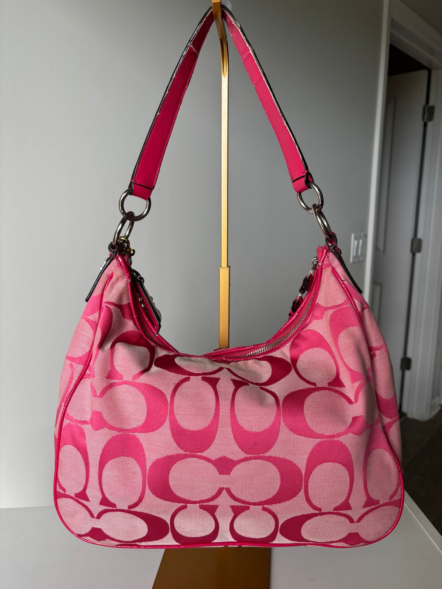 Pink hobo coach shoulder bag
