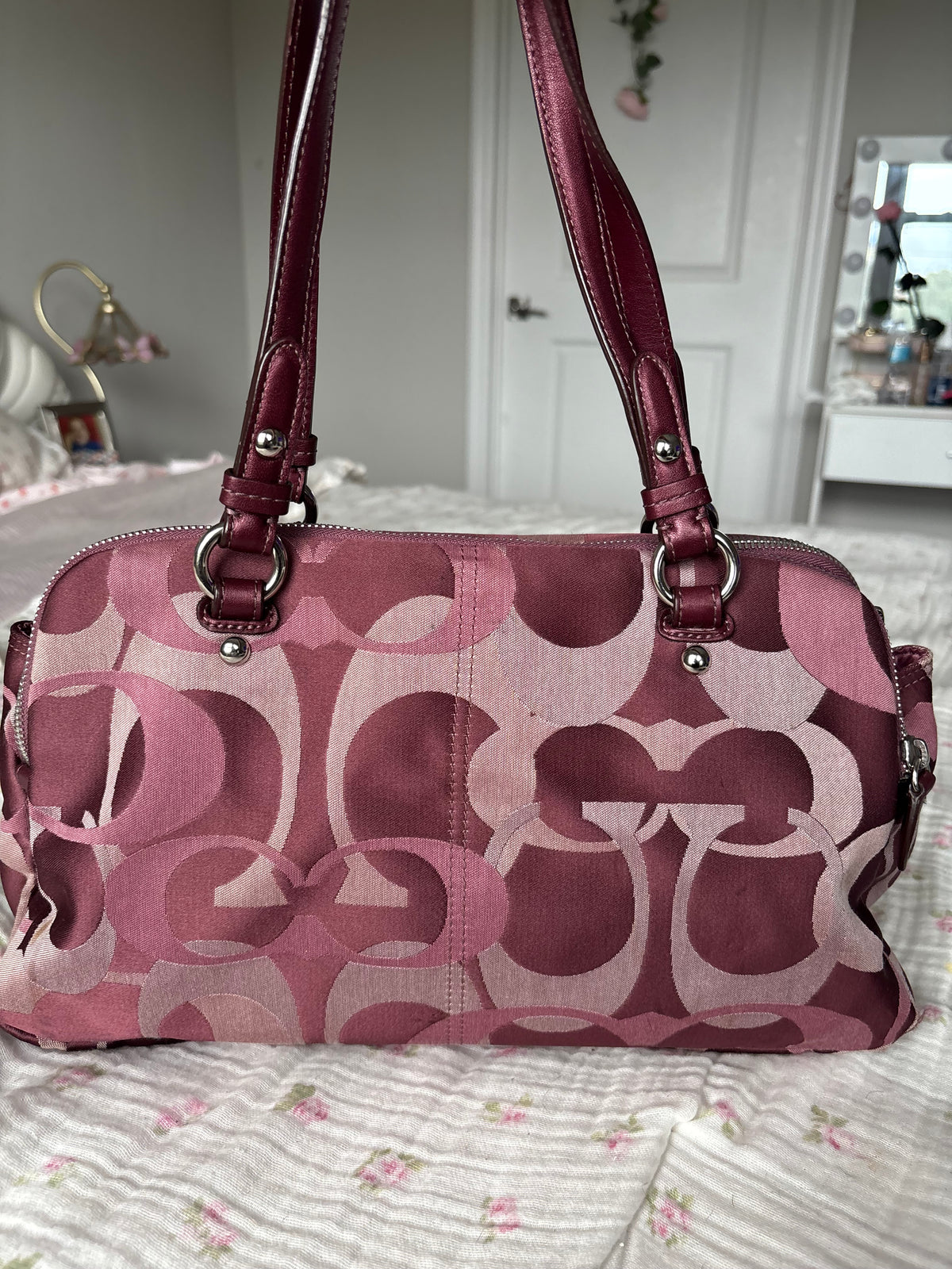 Burgandy vintage coach optic satchel