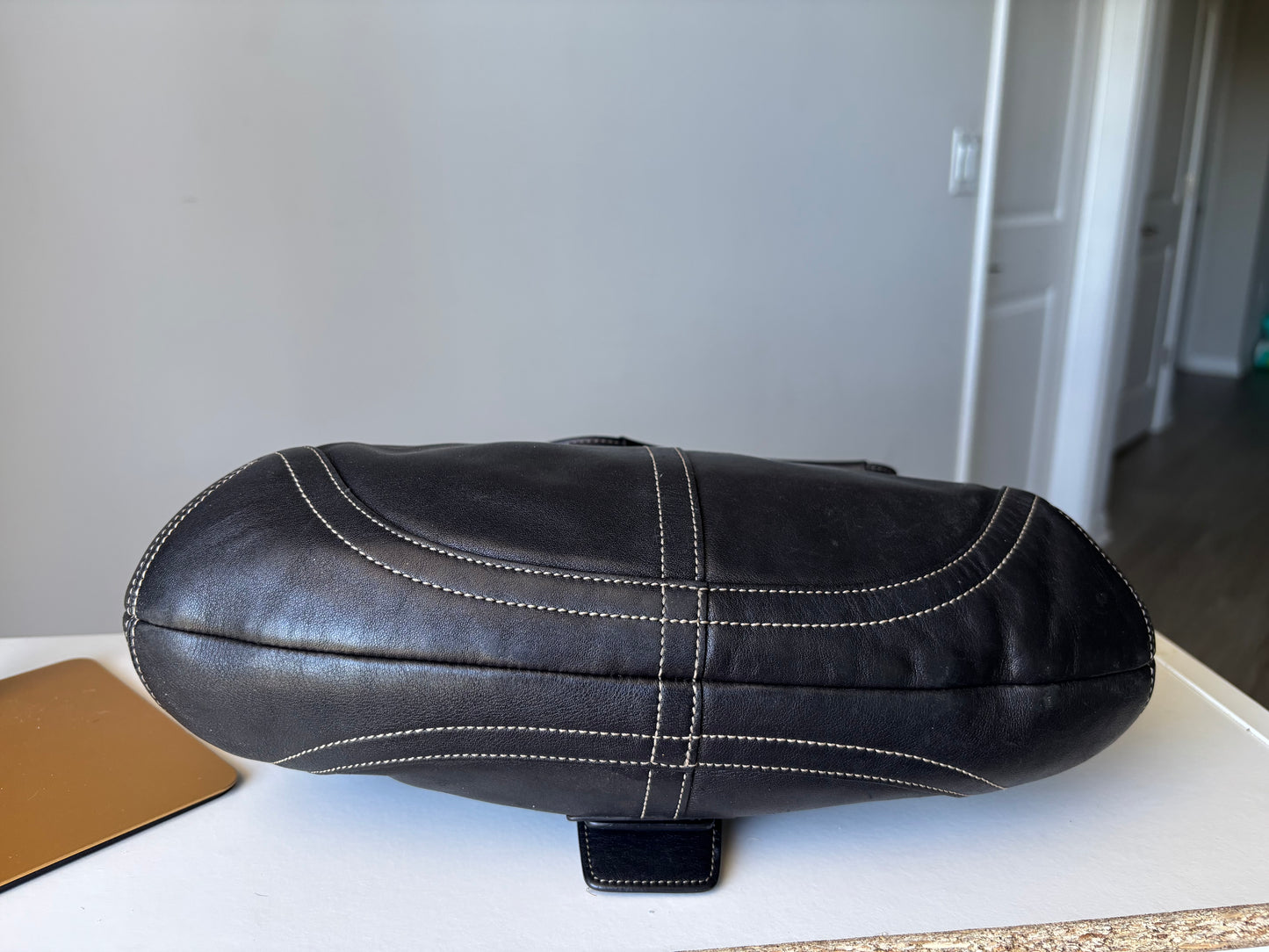 Black leather vintage coach soho