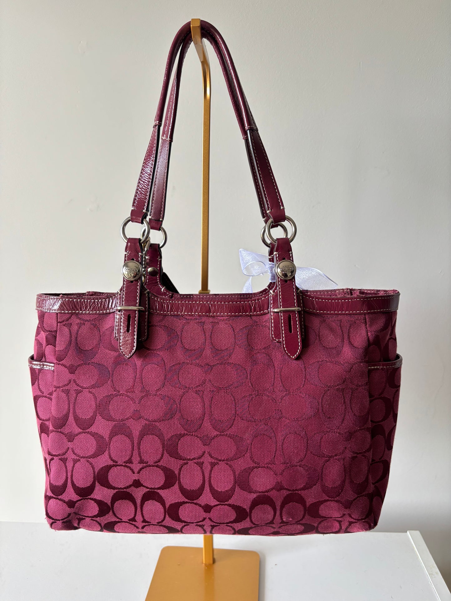 Rare burgandy vintage coach tote bag