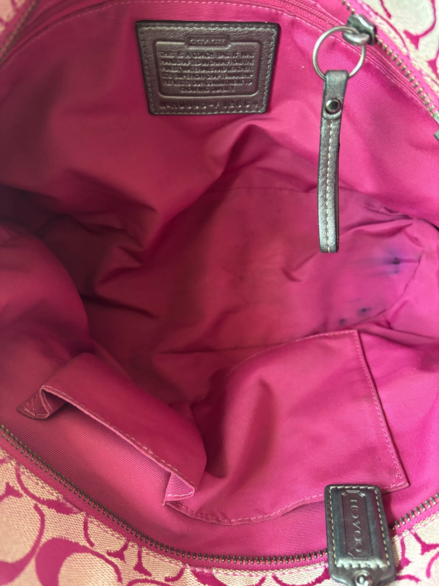 Pink patchwork coach tote bag