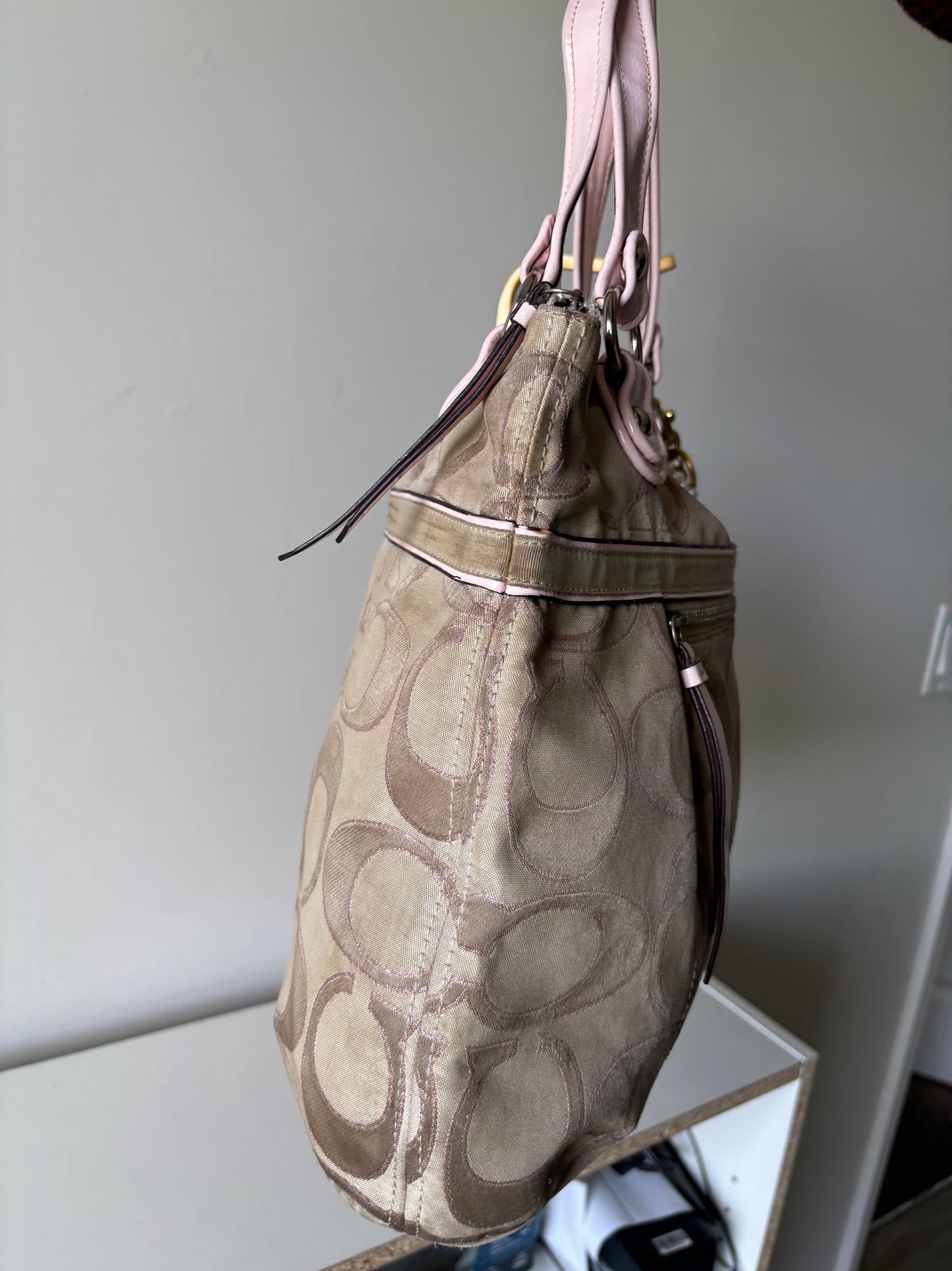 Pink poppy rare coach tote bag