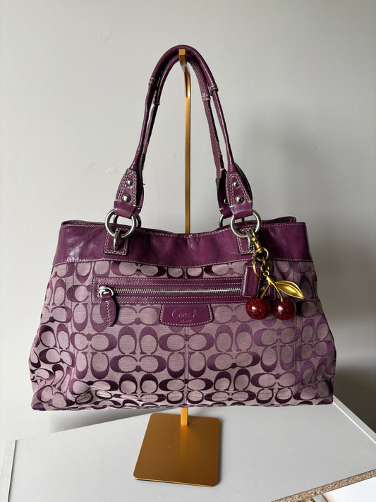 Purple coach tote bag
