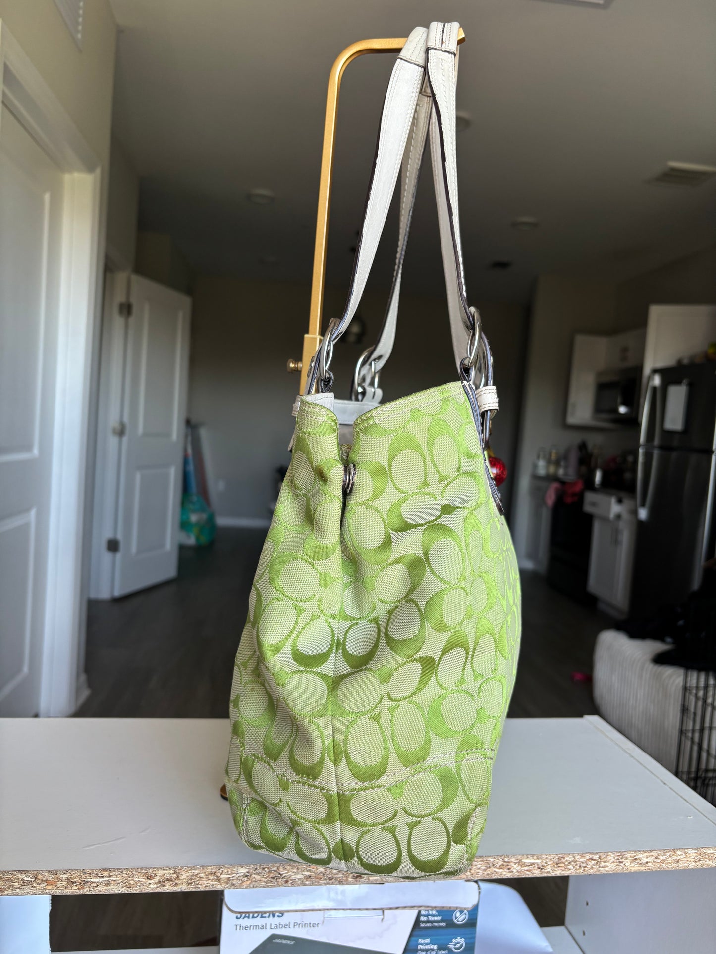 Rare green coach tote bag